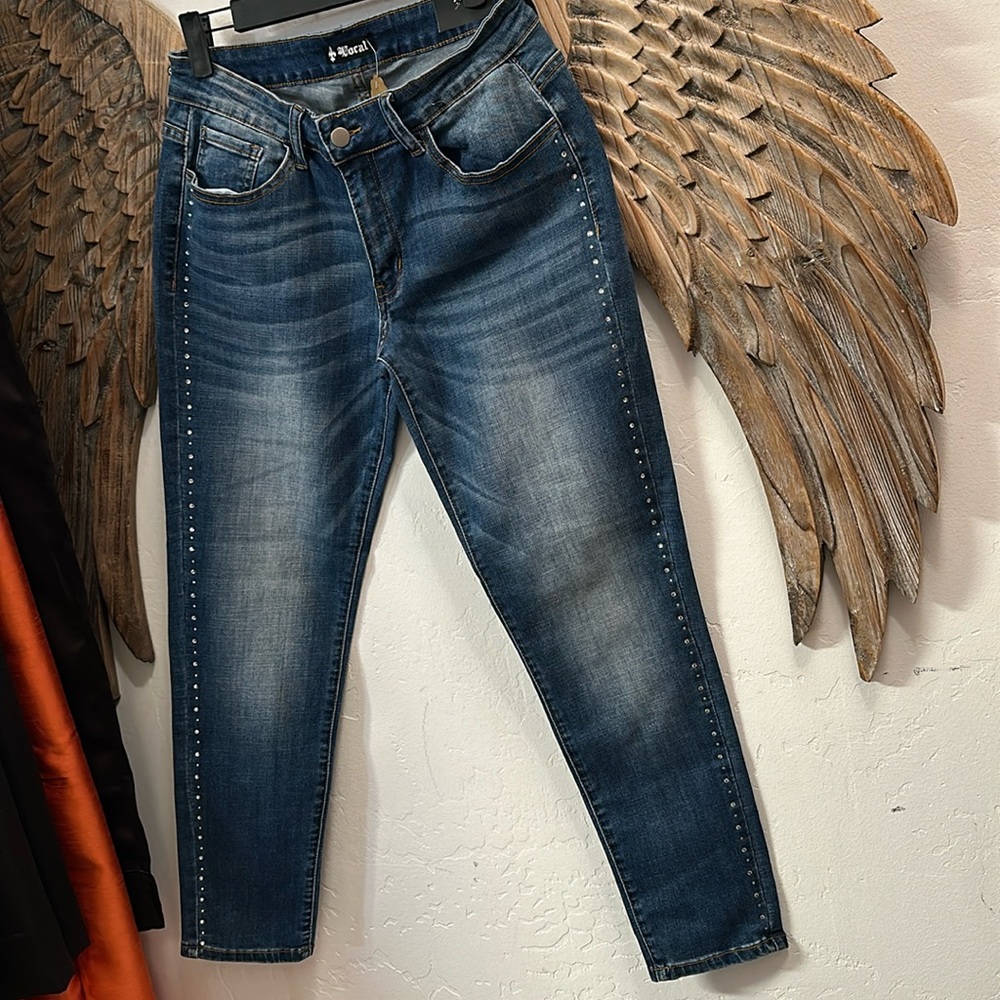 Vocal jeans with bling down the sides